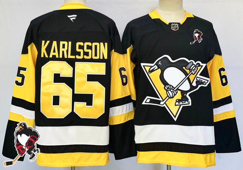 Men Pittsburgh Penguins #65 Karlsson Black Fanatics 2025 NHL Jersey style 1->pittsburgh penguins->NHL Jersey